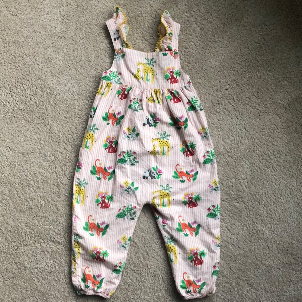 Baby Boden Boto Pink Jungle Friends	Dungarees Size 2-3y